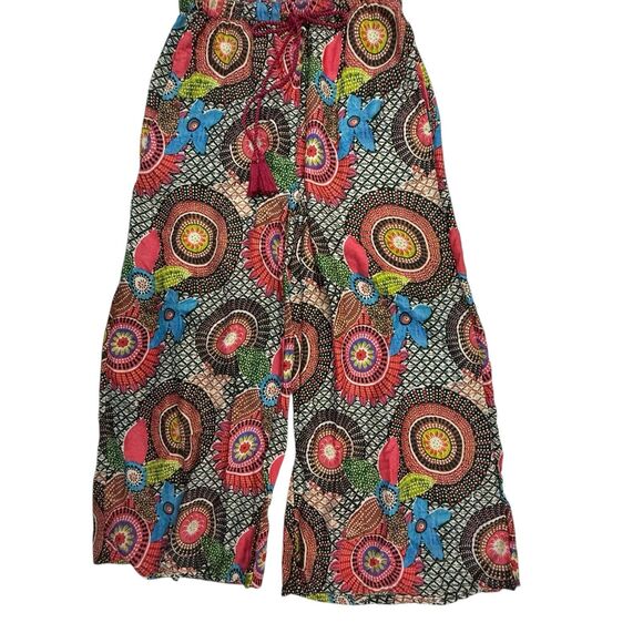 Sundance Palazzo Pants Women Size Medium Wide Leg Floral Print Elastic Waist - Picture 2 of 13